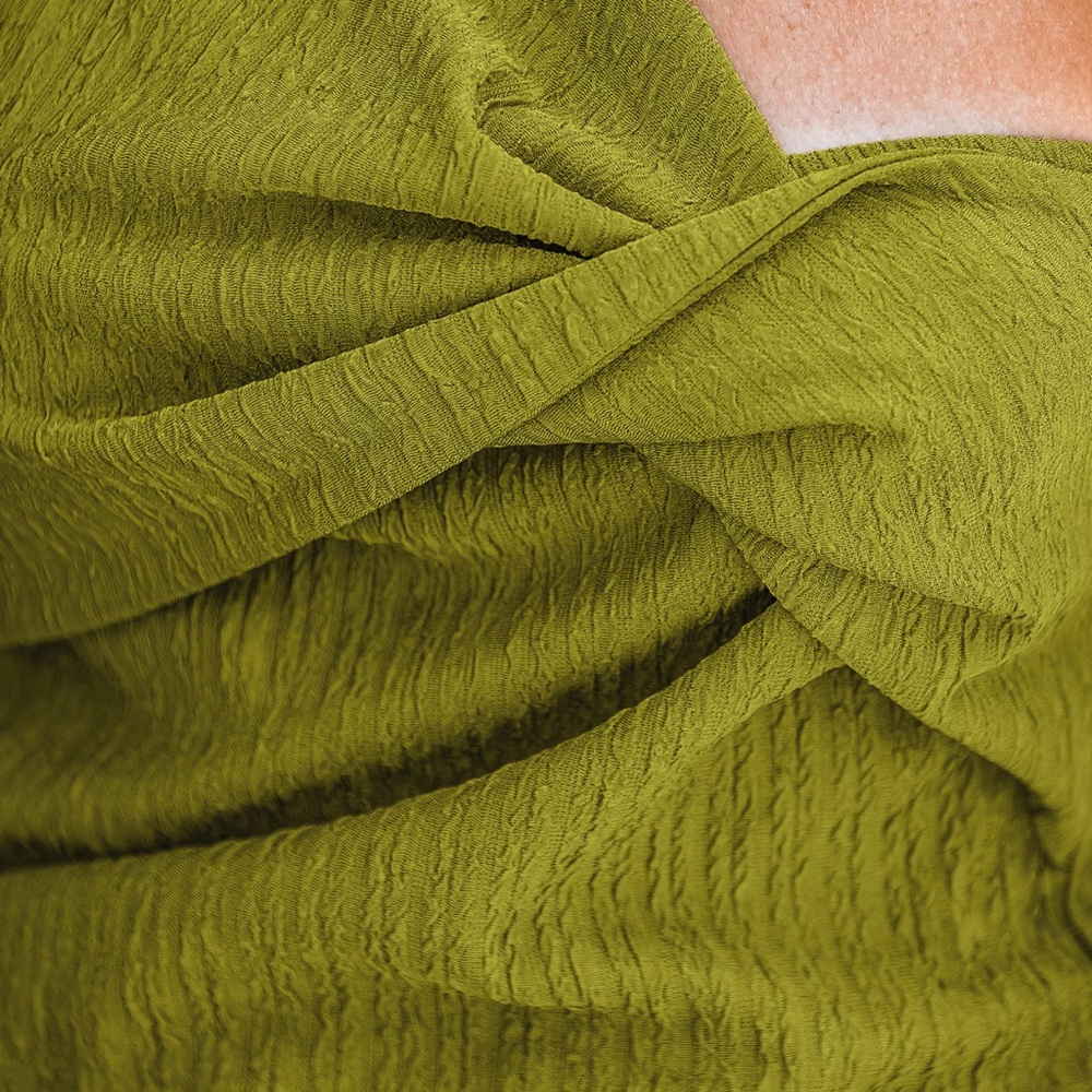 Green Knit One-Shoulder Twist Top - Picture 4 of 6